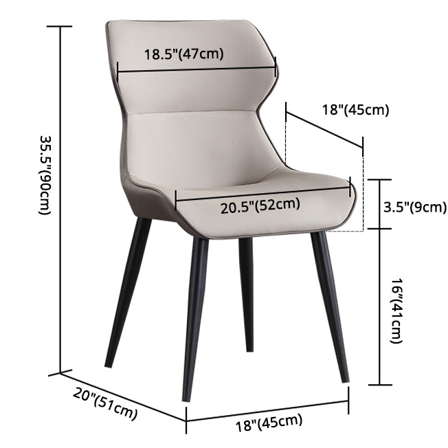 Industrial Dining Chair Wingback Side Chair with Black Metal Legs for Home Use