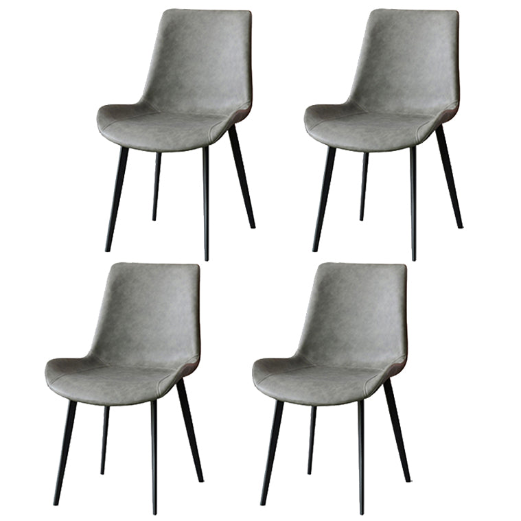 Metal Contemporary Dining Room Side Chair Matte Finish Solid Back Dining Chair