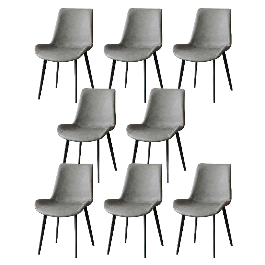 Metal Contemporary Dining Room Side Chair Matte Finish Solid Back Dining Chair