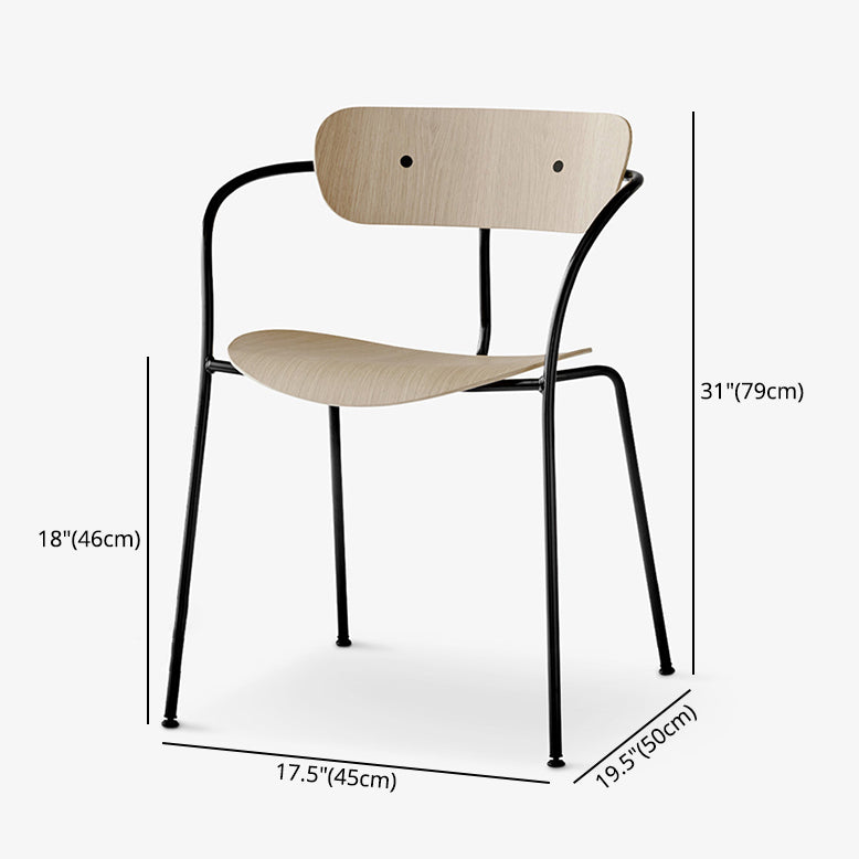 Minimalist Wood Side Dining Chairs Open Back Dining Side Chair for Home