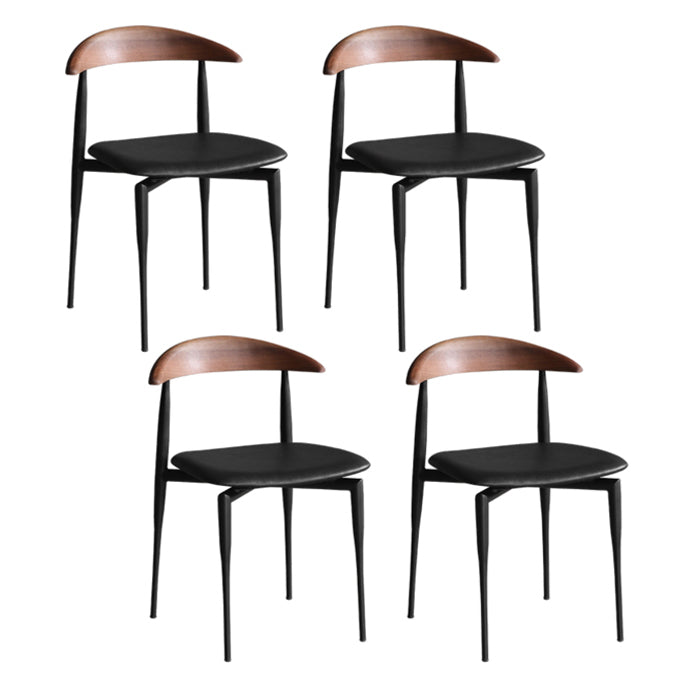 Contemporary Style Wood Dining Side Chairs Cow Horn Armless Chair for Home Use