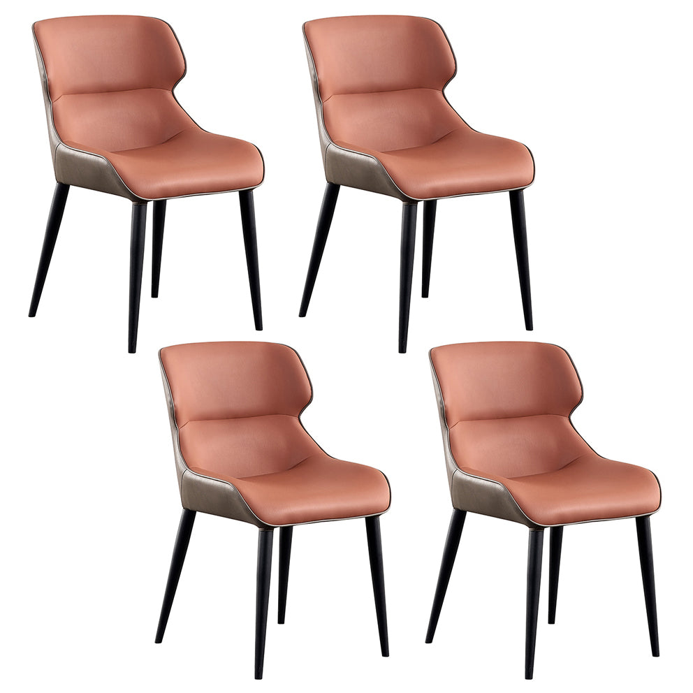 Contemporary Metal Armless Dining Chairs Wingback Side Chair for Home Use