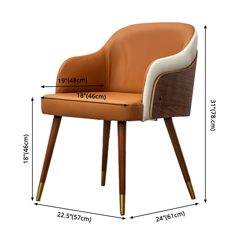 Contemporary Square Dining Side Chair Parsons Arm Chair for Kitchen with Wooden Legs