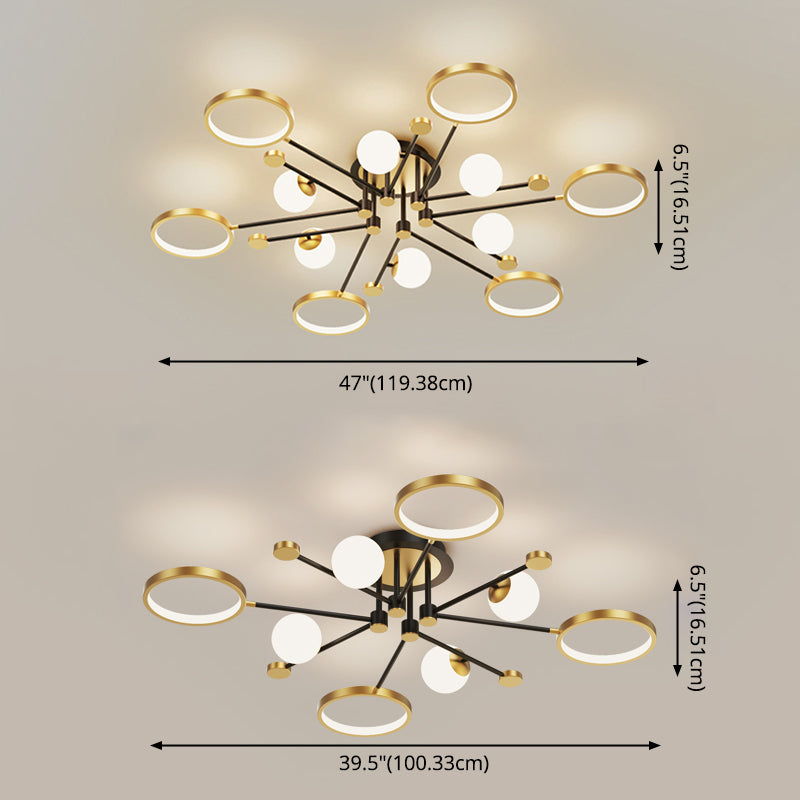 Metal Minimalism Flush Mount Lamp Sputnik Flush Ceiling Light for Living Room