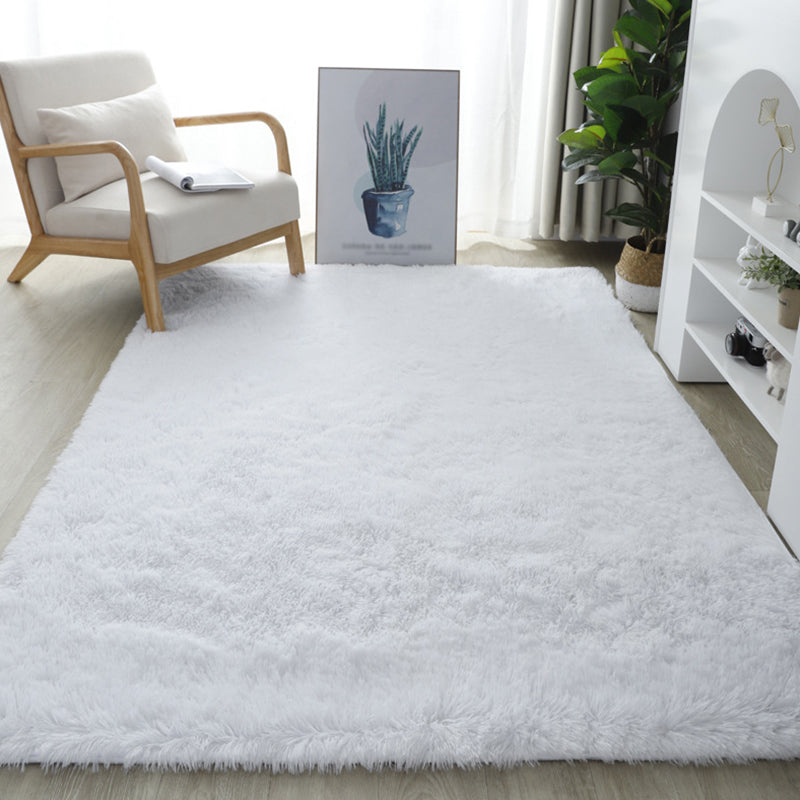 Multi-Color Soft Shag Rug Stylish Solid Carpet Polyester Friendly Washable Rug for Living Room