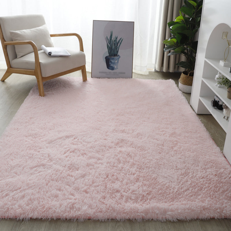 Multi-Color Soft Shag Rug Stylish Solid Carpet Polyester Friendly Washable Rug for Living Room