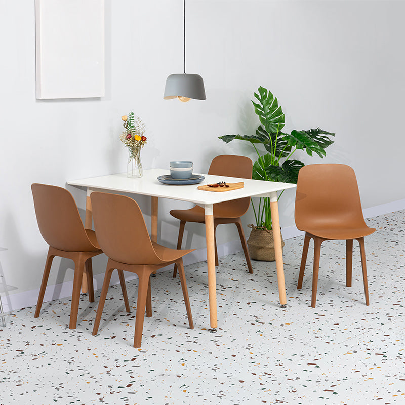 Contemporary Style Plastic Dining Side Chair Dining Room Armless Chair