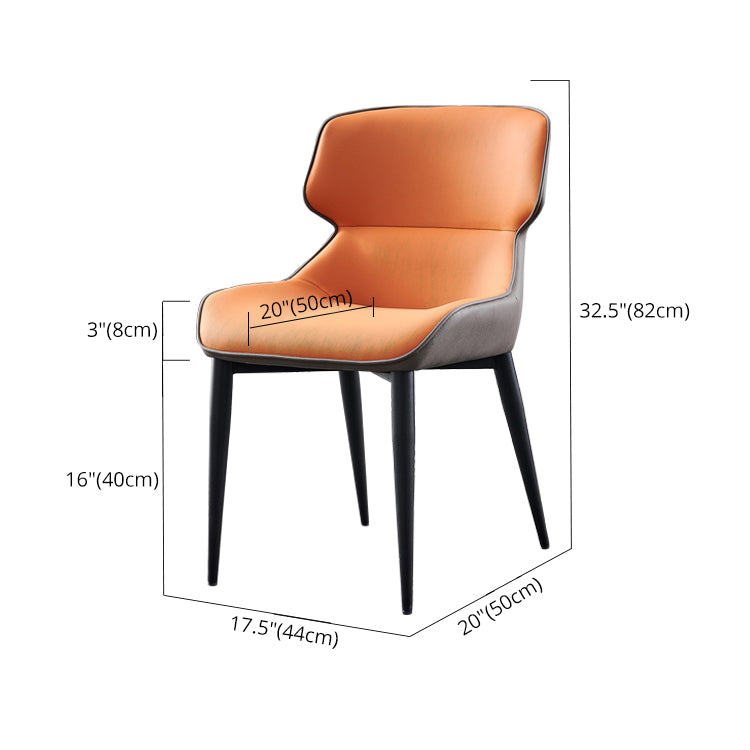 Nordic Style Leather Dining Room Chair Wingback Side Chair for Home Use