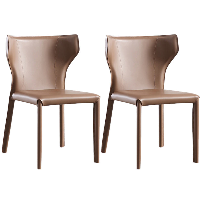 Modern Style Leather Matte Finish Side Chair Wingback Side Chair for Dinning Room