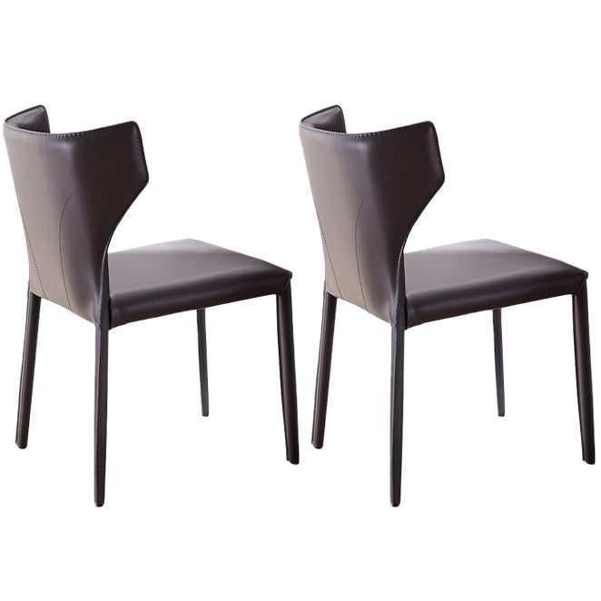 Modern Style Leather Matte Finish Side Chair Wingback Side Chair for Dinning Room