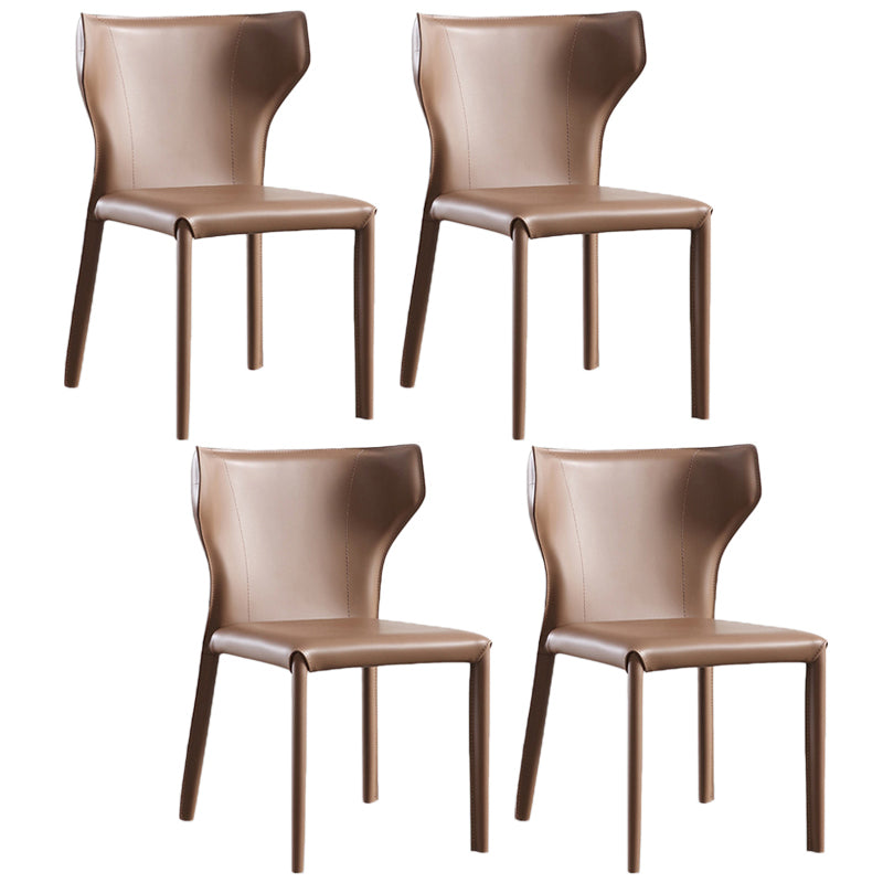 Modern Style Leather Matte Finish Side Chair Wingback Side Chair for Dinning Room