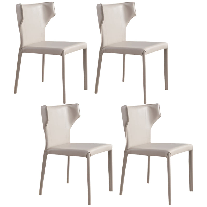 Modern Style Leather Matte Finish Side Chair Wingback Side Chair for Dinning Room