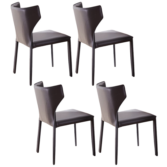 Modern Style Leather Matte Finish Side Chair Wingback Side Chair for Dinning Room