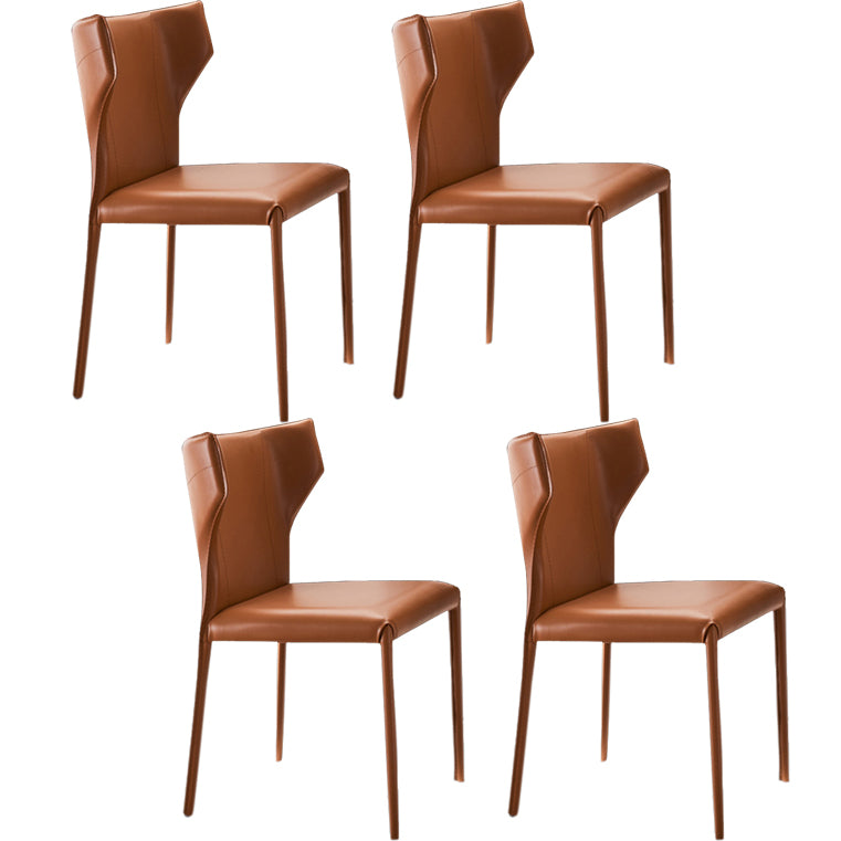 Modern Style Leather Matte Finish Side Chair Wingback Side Chair for Dinning Room