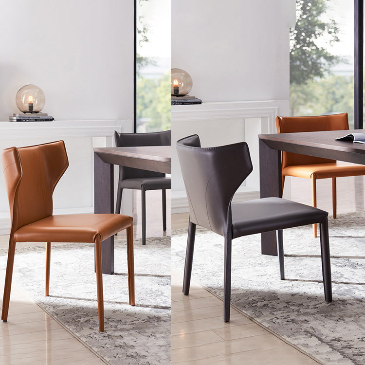 Modern Style Leather Matte Finish Side Chair Wingback Side Chair for Dinning Room