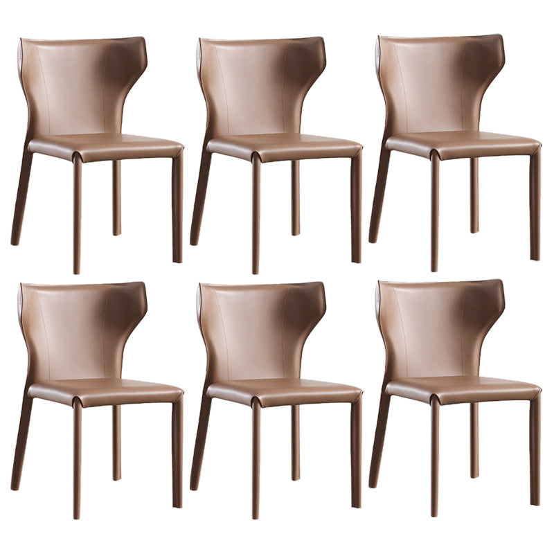 Modern Style Leather Matte Finish Side Chair Wingback Side Chair for Dinning Room