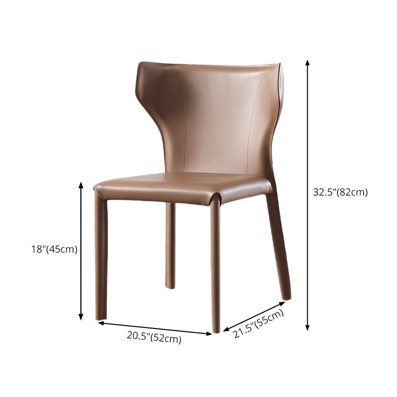 Modern Style Leather Matte Finish Side Chair Wingback Side Chair for Dinning Room