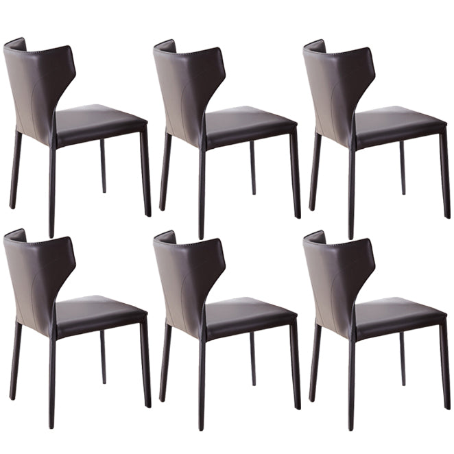 Modern Style Leather Matte Finish Side Chair Wingback Side Chair for Dinning Room