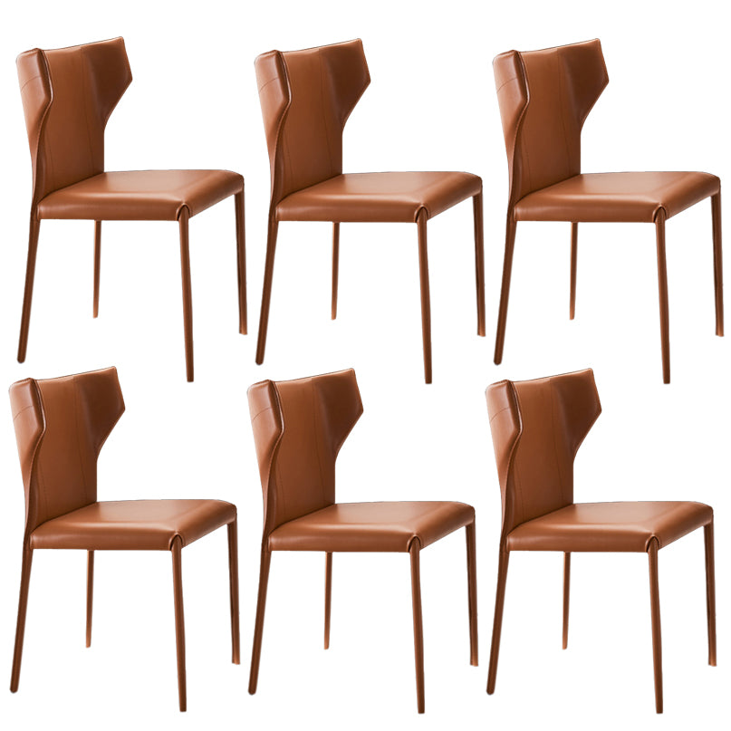 Modern Style Leather Matte Finish Side Chair Wingback Side Chair for Dinning Room