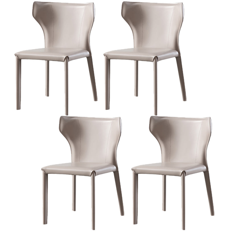 Modern Contemporary Leather Dining Chair Pure Color Wingback Side Chair