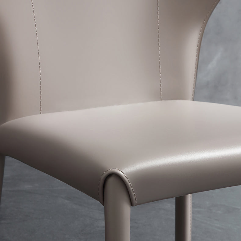 Modern Contemporary Leather Dining Chair Pure Color Wingback Side Chair