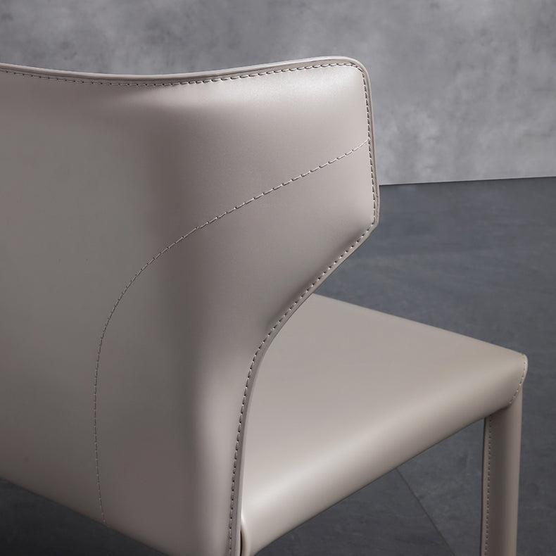 Modern Contemporary Leather Dining Chair Pure Color Wingback Side Chair