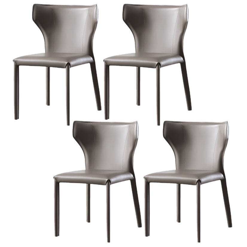 Modern Contemporary Leather Dining Chair Pure Color Wingback Side Chair