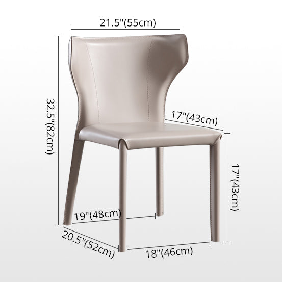 Modern Contemporary Leather Dining Chair Pure Color Wingback Side Chair