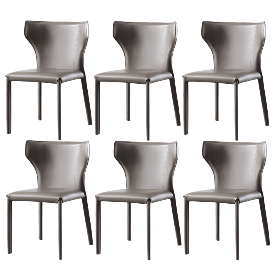 Modern Contemporary Leather Dining Chair Pure Color Wingback Side Chair