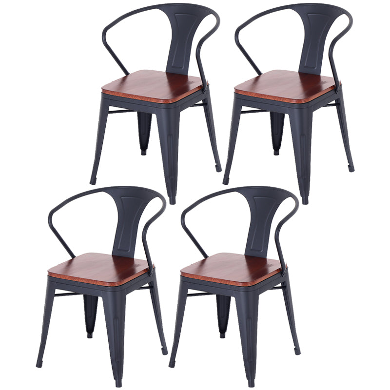 Industrial Dining Chair Slat Back Side Chair with Metal Legs for Home Use