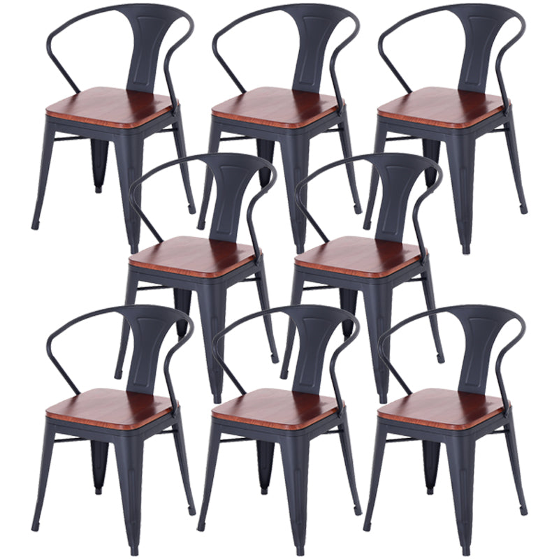 Industrial Dining Chair Slat Back Side Chair with Metal Legs for Home Use