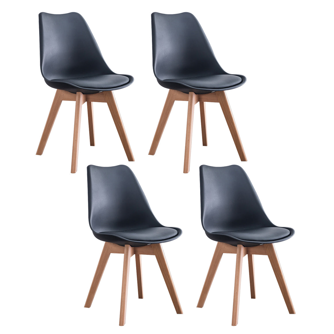 Nordic Glam Style Leather Dining Chair Armless Chair with Wooden Legs for Kitchen