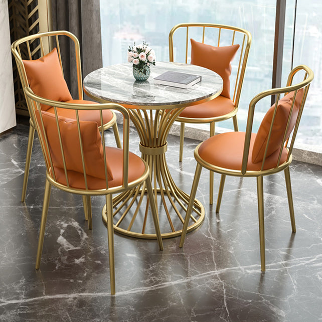 Glam Kitchen Dining Room Set with  Sintered Stone Top and Metal Base Dining Furniture