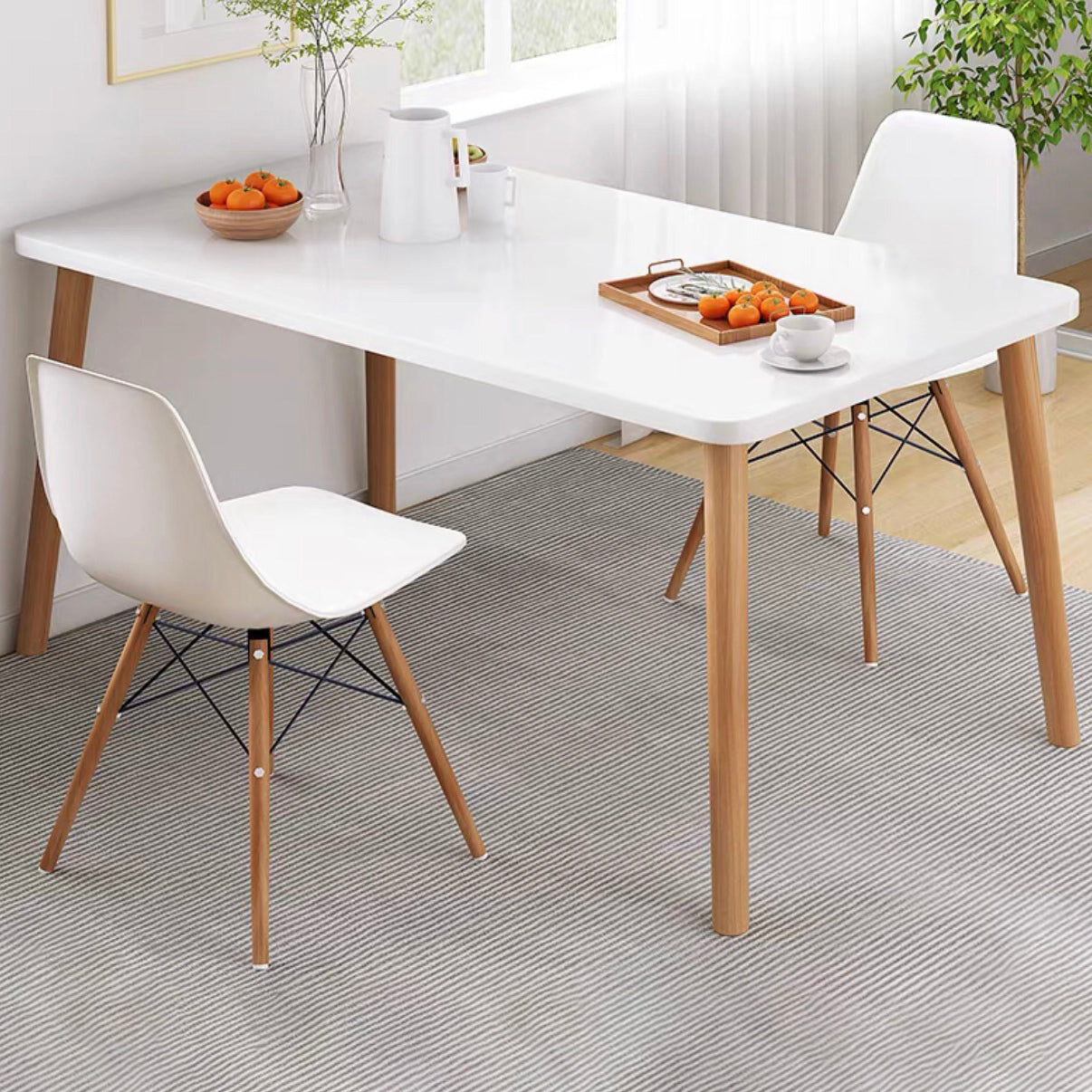 Set da pranzo in legno di altezza standard con 4 gambe in legno marrone chiaro per mobili da pranzo