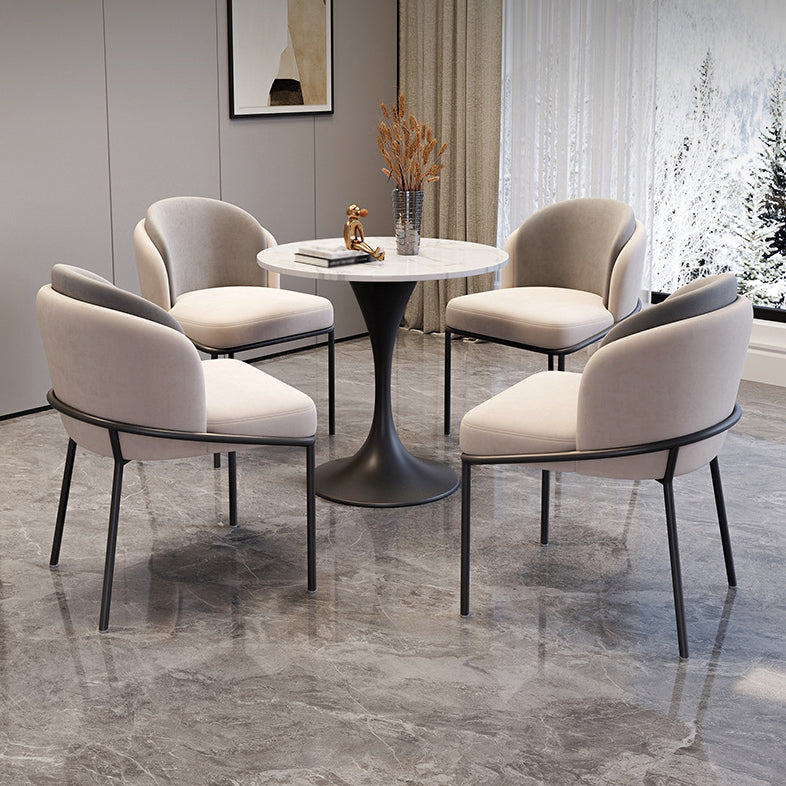 Scandinavian Dining Table Set with Marble Dining Table and Cushion Chairs