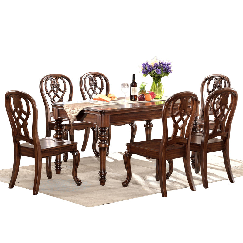 Traditional Style Solid Wood Dining Set with Rectangle Shape Table Table and 4 Legs Base