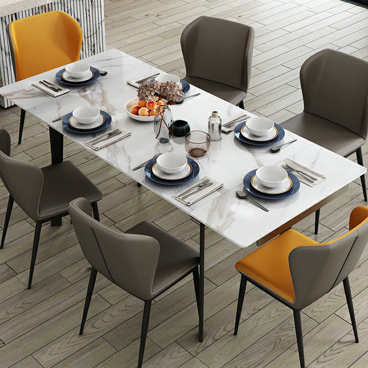 Contemporary Sintered Stone Dining Furniture with Rectangle DiningSet with Removable Leaf