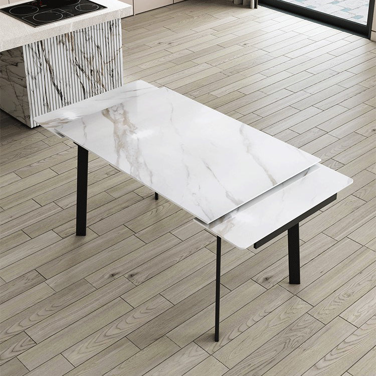 Contemporary Sintered Stone Dining Furniture with Rectangle DiningSet with Removable Leaf