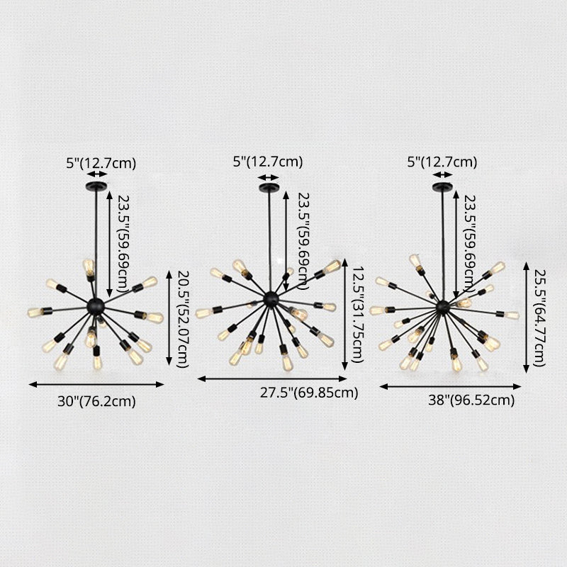 Luz colgante de Sputnik Black en lámpara de hierro forjado de estilo vintage industrial para lugar comercial