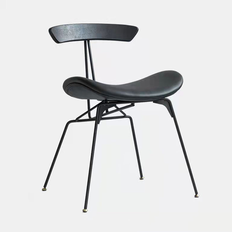 Minimalist Opening Back Kitchen Dining Side Chair Metal Black Dining Side Chair