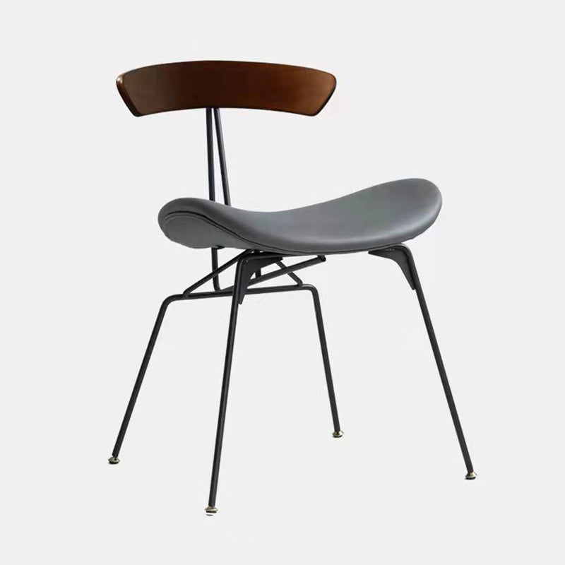 Minimalist Opening Back Kitchen Dining Side Chair Metal Black Dining Side Chair