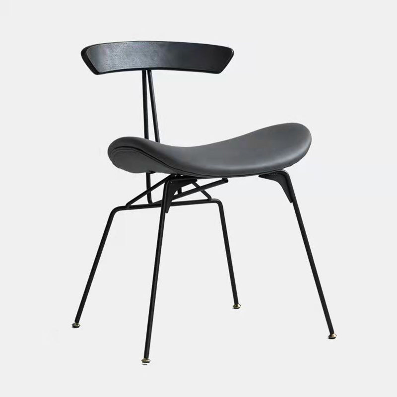 Minimalist Opening Back Kitchen Dining Side Chair Metal Black Dining Side Chair