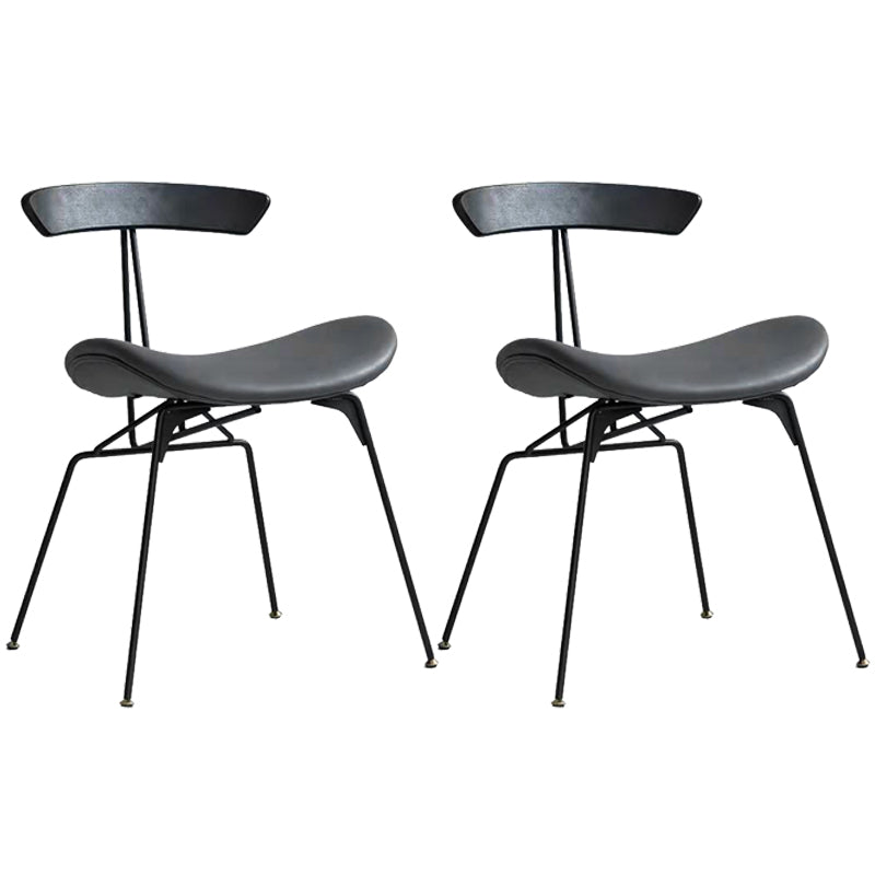 Minimalist Opening Back Kitchen Dining Side Chair Metal Black Dining Side Chair