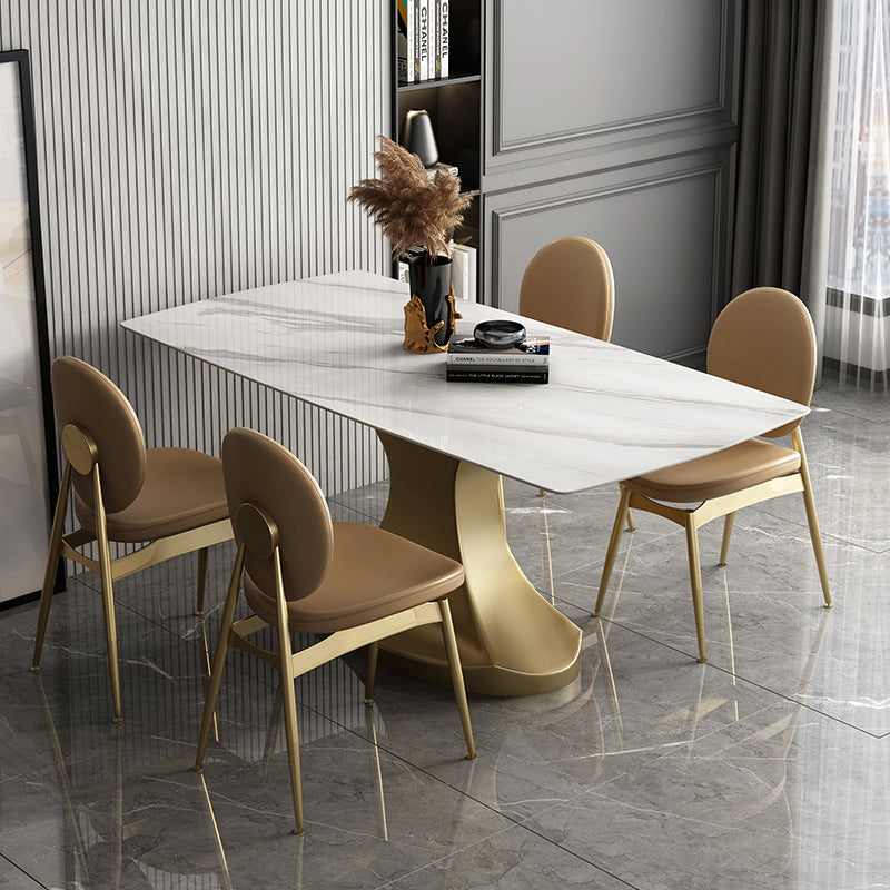 Minimalist Style Table Set with Rectangle Shape Table and Upholstered Chairs