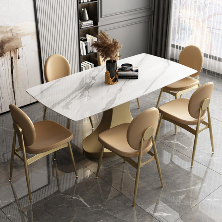 Minimalist Style Table Set with Rectangle Shape Table and Upholstered Chairs