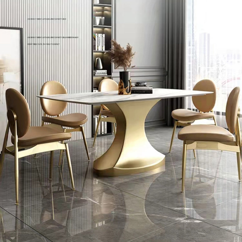 Minimalist Style Table Set with Rectangle Shape Table and Upholstered Chairs