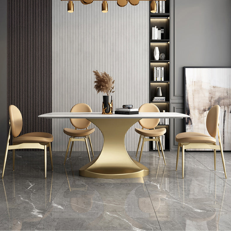 Minimalist Style Table Set with Rectangle Shape Table and Upholstered Chairs