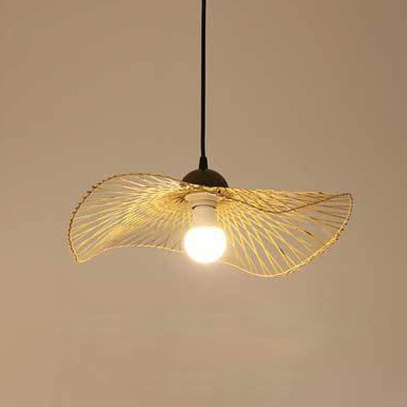 Chinese Twist Pendant Lighting Fixtures Rattan Hanging Light with Hanging Cord for Restaurant