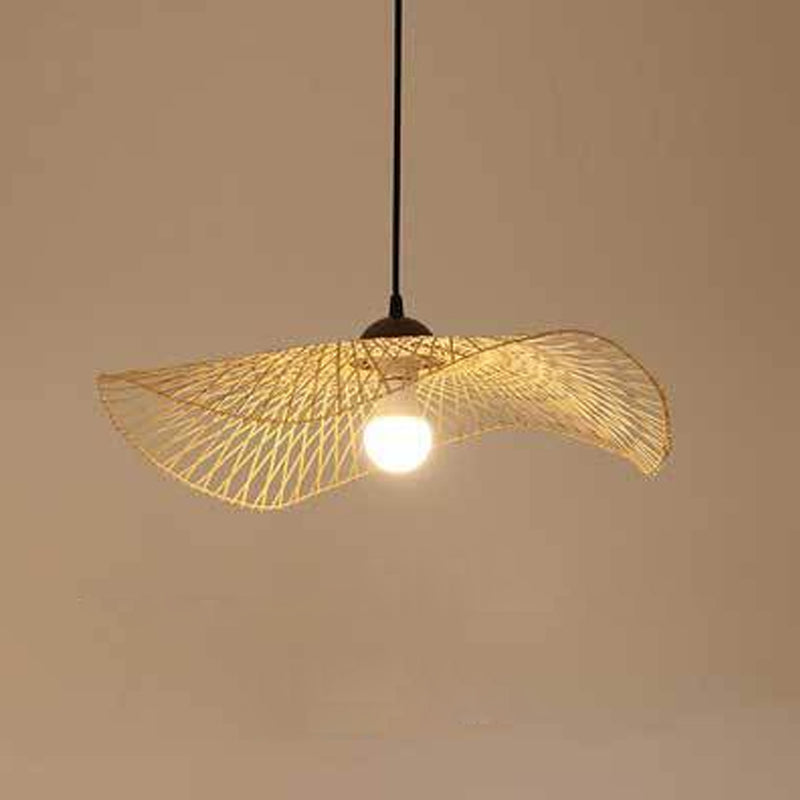 Chinese Twist Pendant Lighting Fixtures Rattan Hanging Light with Hanging Cord for Restaurant