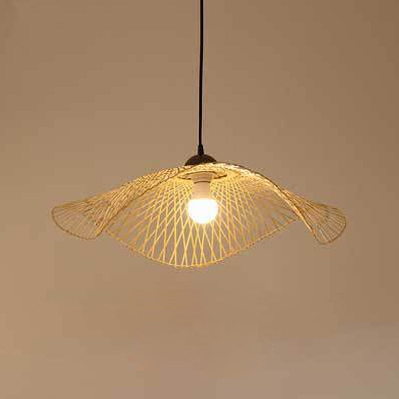 Chinese Twist Pendant Lighting Fixtures Rattan Hanging Light with Hanging Cord for Restaurant